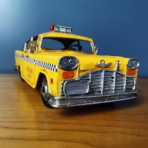 Retro Handmade Yellow NYC Taxi Cab Model 11 Inch Collectible