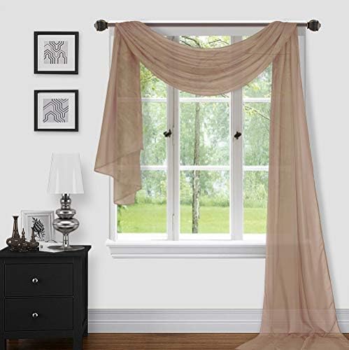 Sapphire Home Window Scarf Valance Curtains - Taupe 54 x 216 1 pc