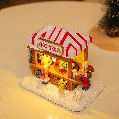 JUMXSRLE Christmas Village Houses LED Lighted Decor