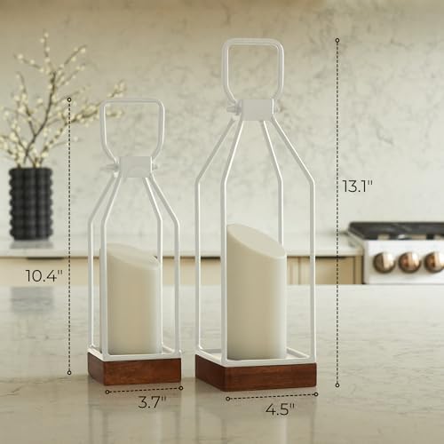 KIBAGA Decorative Lantern Set of 2 Black Modern Farmhouse Style