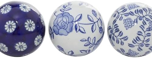 Deco 79 Blue Ceramic Orbs Vase Filler Set of 6 3 Inch