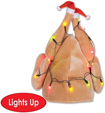 Beistle Plush Light-up Christmas Turkey Hats Set of 3