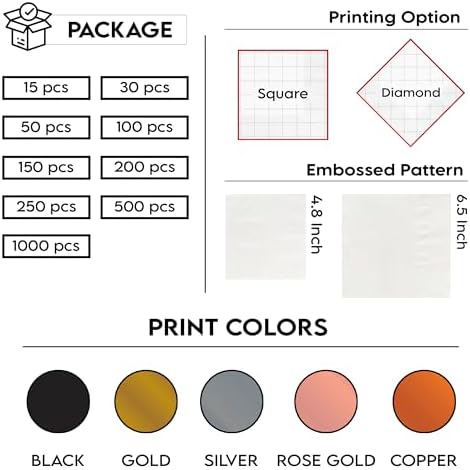 Luxury Custom Engagement Napkins Set of 15