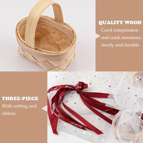15Pcs Mini Woven Baskets with Handles for Wedding and Crafts