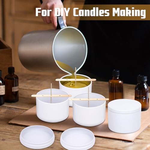 4 Oz Candle Tins Set of 24 Premium Matte White Jars with Lids