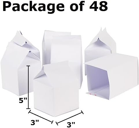 Pack of 48 White Party Favor Milk Cartons