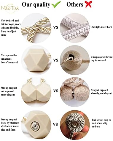 Magnetic Curtain Tiebacks - Upgraded 2022 with Thicker Twist Rope and Strong Durable Magnets