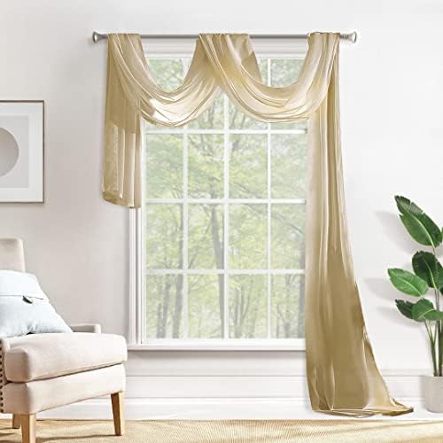 MIULEE Beige Voile Valance for Window Decor