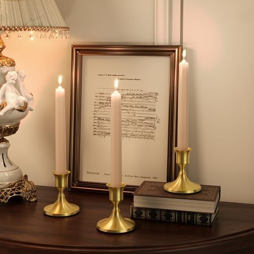 Brass Gold Taper Candle Holders Set of 2
