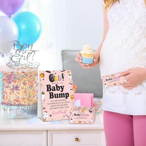 Halloween Baby Shower Games with Bump Sign and Guessing Cards