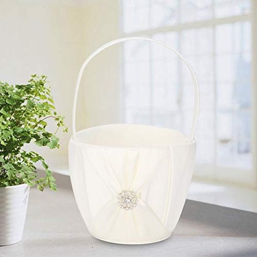 Elegant Ivory Flower Girl Basket with Satin Bow