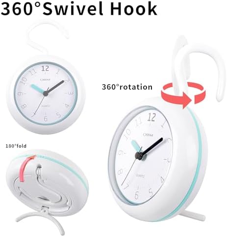 OSTAR Telling Time Teaching Wall Clock Waterproof Bathroom Shower Clock 1
