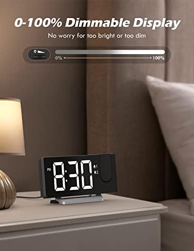 Uptimus Projection Alarm Clock with FM Radio and USB Charging