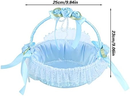 Cute Blue Wedding Flower Girl Baskets with Handles