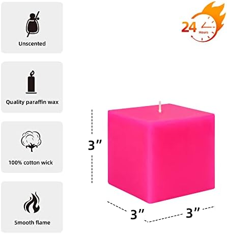3 Inch HotPink Square Pillar Candles