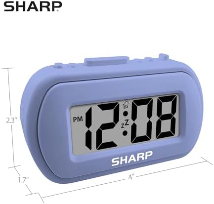 Sharp Digital Alarm Clock with Blue Backlight and Soft Tactile Finish
