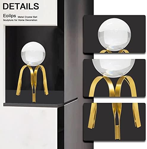 Eoiips Gold Metal Crystal Ball Sculpture Home Decor