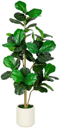 5FT Fiddle Leaf Fig Artificial Tree with White Planter