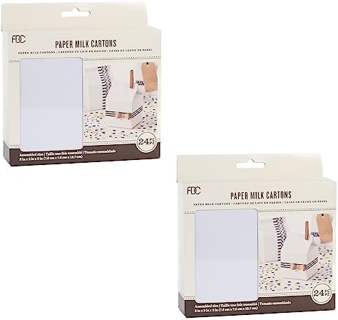 Pack of 48 White Party Favor Milk Cartons