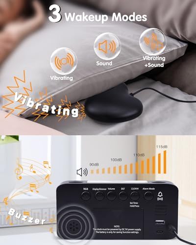 Extra Loud RGB Alarm Clock for Heavy Sleepers