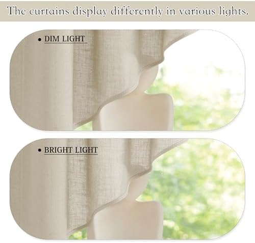 RYB HOME Valance and Swag Set 36x63-inch Panels 2 Pcs Beige