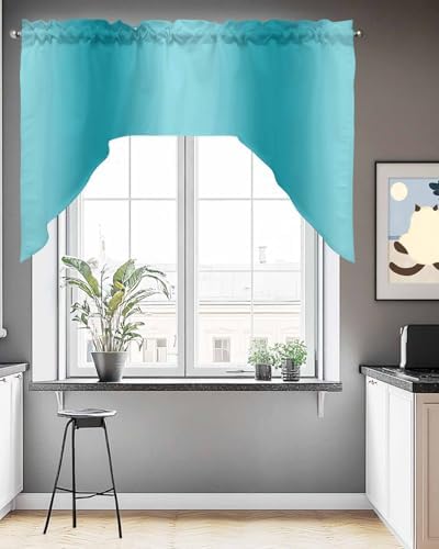 Teal Ombre Swag Valance Curtains 56x36