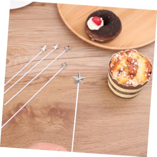MAGICLULU 50 Pcs Five Pointed Star Cake Inserts Silver Toppers