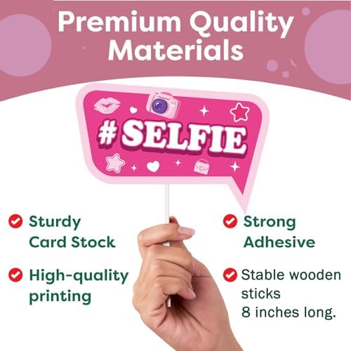 36Pcs Hot Pink Photo Booth Props for Girls Parties