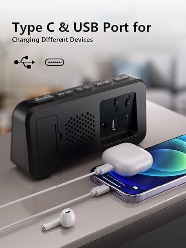 Mesqool Super Loud Alarm Clock with RGB Display and Night Light - Black