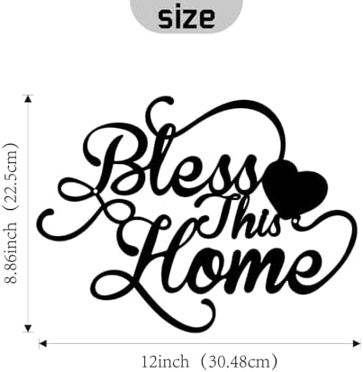 Bless This Home Black Metal Wall Art Entryway Sign