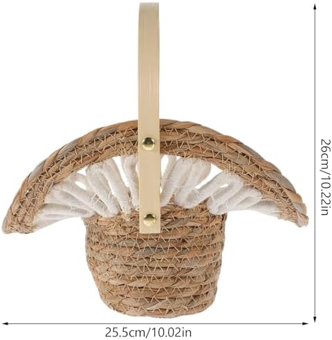 Flower Girl Basket Hand Woven Straw for Home Decor