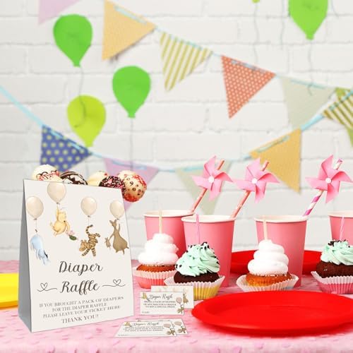 Winnie the Pooh Diaper Raffle Game Cards Set - 30 Double Sided Name Cards