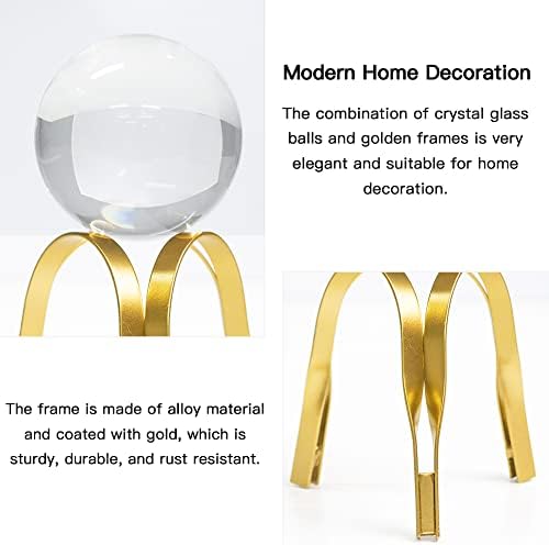 Eoiips Gold Metal Crystal Ball Sculpture Home Decor