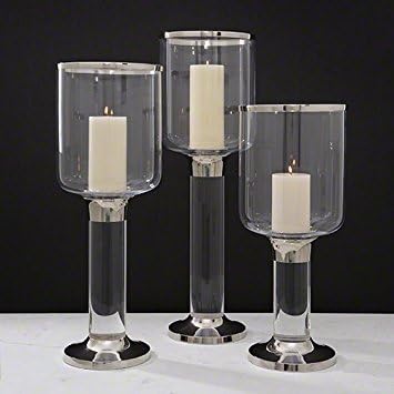 Global Views Acrylic Column Hurricane with Nickel Rim Home Decor