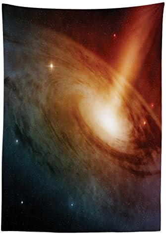 Lunarable Spiral Galaxy Space Tablecloth 58x104 Dark Orange Yellow