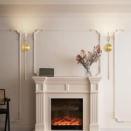 Gold Candle Sconces Wall Holder Set of 2 Modern Decor