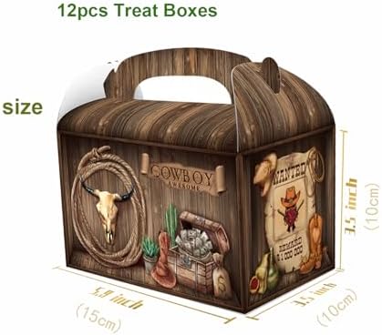 RIGHTA TECH 12-Pack Western Cowboy Candy Gift Boxes with Handles