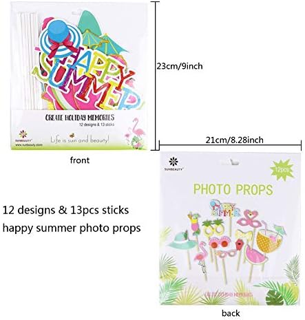 SUNBEAUTY 12 Pcs Summer Photo Booth Props