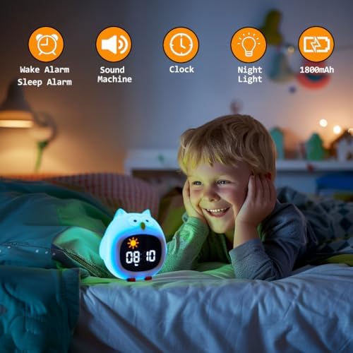 Avalynese Owl Alarm Clock with Night Light and Sound Machine