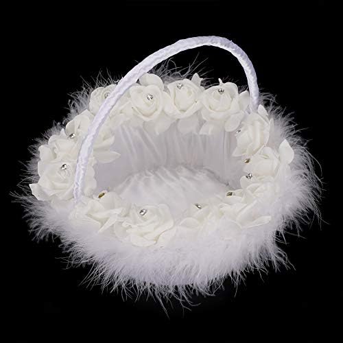Elegant Wedding Girl Flower Basket with White Satin Decor