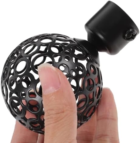 DOITOOL 2Pcs Curtain Finials Black Metal Rod Ends for 2cm Diameter