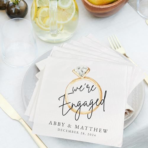 Luxury Custom Engagement Napkins Set of 15