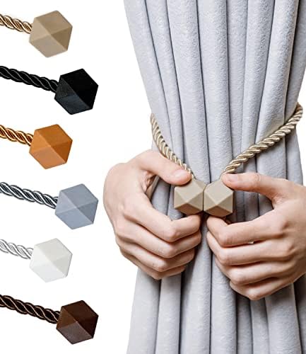 Magnetic Curtain Tiebacks - Upgraded 2022 with Thicker Twist Rope and Strong Durable Magnets