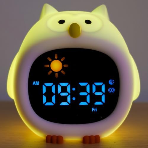 Avalynese Owl Alarm Clock with Night Light and Sound Machine