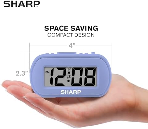 Sharp Digital Alarm Clock with Blue Backlight and Soft Tactile Finish