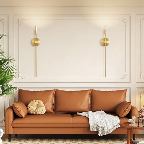 Gold Candle Sconces Wall Holder Set of 2 Modern Decor