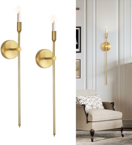 Gold Candle Sconces Wall Holder Set of 2 Modern Decor