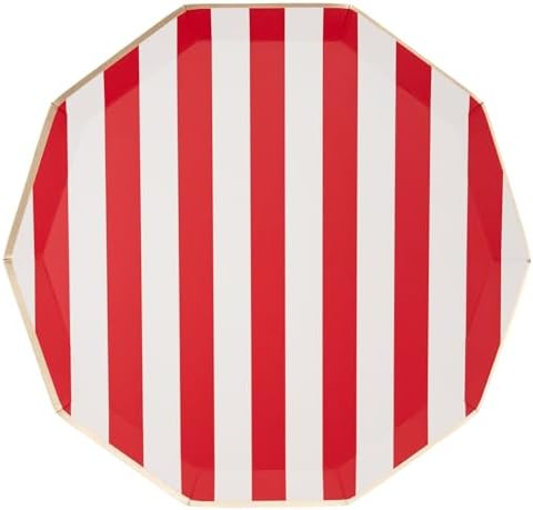 Red Cabana Stripe Paper Plates 105 Inch Pack of 8