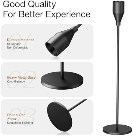 Matte Black Candlestick Holders Set of 6