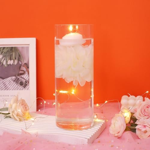 24 Pcs Floating Candles and Artificial Flowers Set